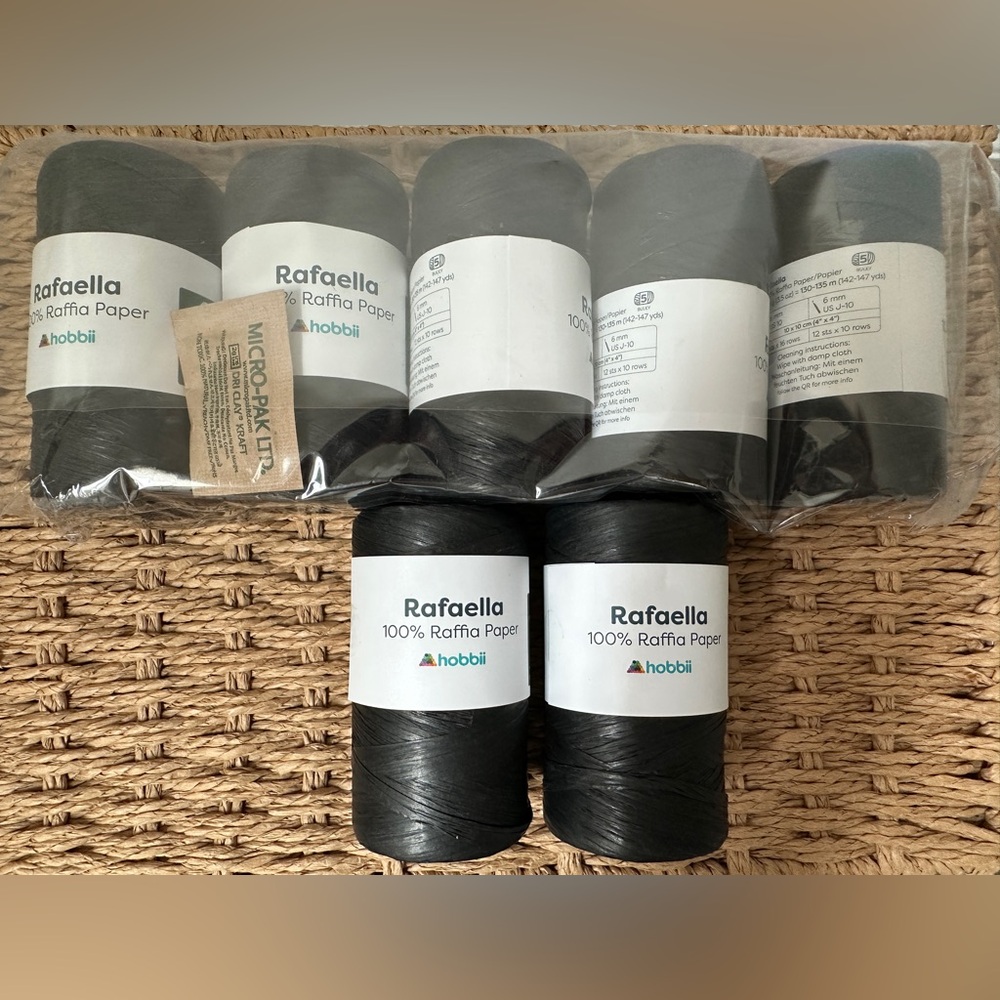 Rafaella Black Raffia Paper Yarn (7 Skeins)